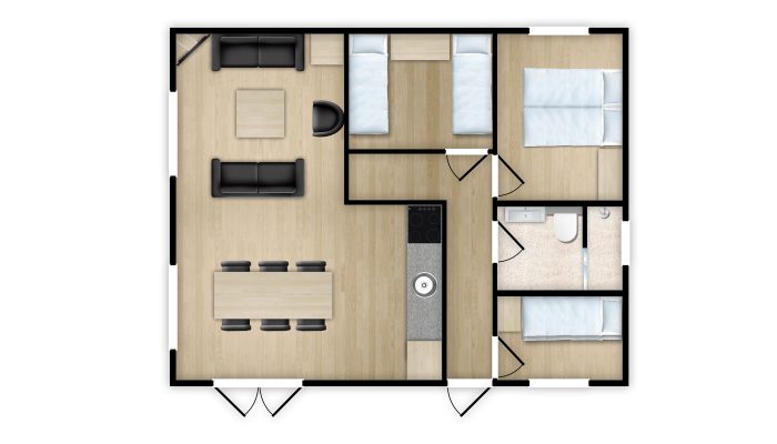 Plattegrond Chalet Plus 34 - Camping De Kiekduun Ameland