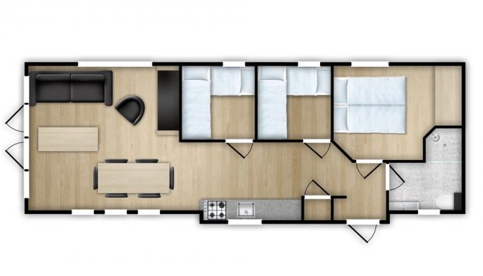 Chalet 't Riet plattegrond 87 - Camping De Kiekduun Ameland