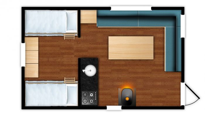 Trekkershut plattegrond - Camping De Kiekduun Ameland